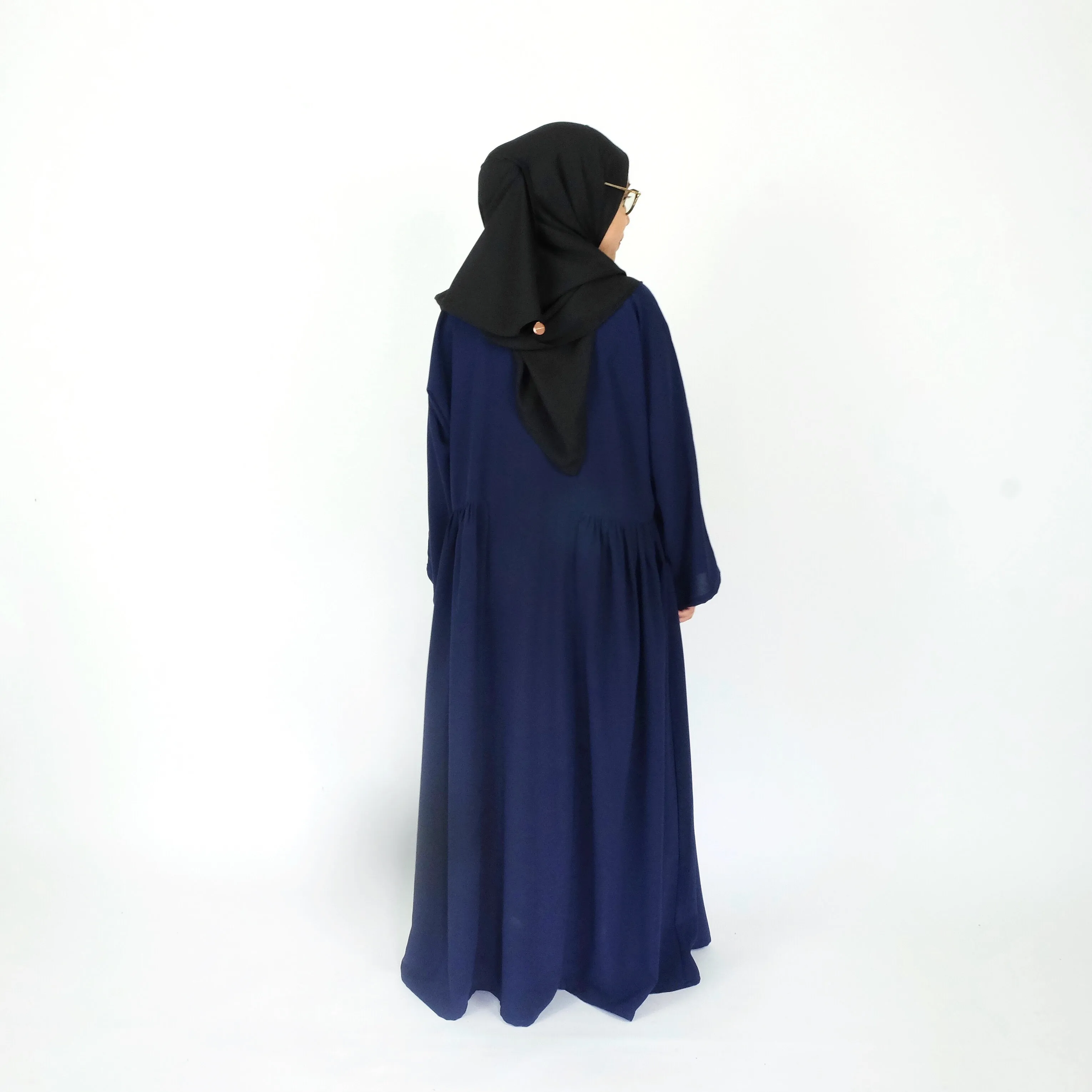 Side Ruffle Dress : Navy