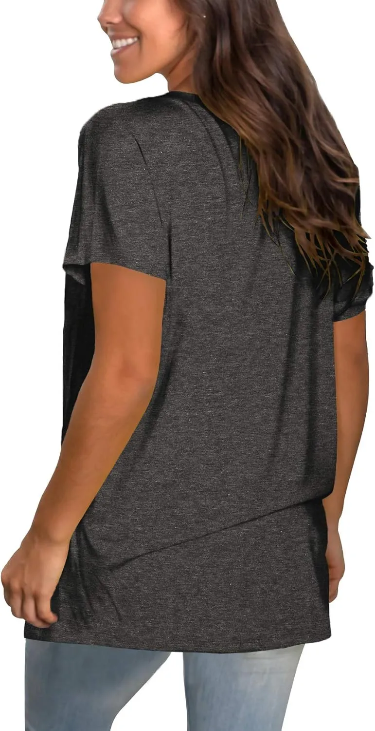 Sipaya Womens T Shirts Basic V Neck Tee Loose Fitting Casual Short Sleeve Tops