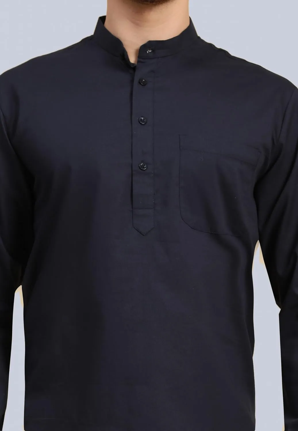 SKAVIJ Men's Pure Cotton Henley Shirt Long Sleeves Band Collar Casual T-Shirts