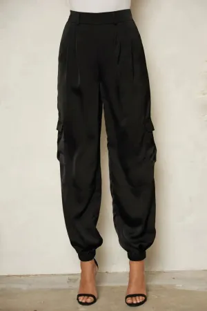 SLEEK MOVES SATIN CARGO JOGGERS