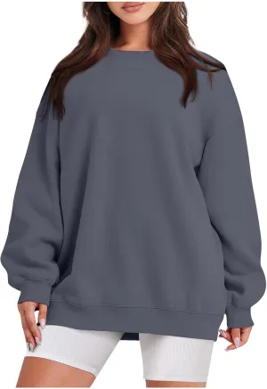 slqdgmryz Crew Neck Sweatshirts Women Oversized Preppy Sweatshirt Loose Fit Long Sleeve Fleece Pullover Crewneck Y2k Hoodie