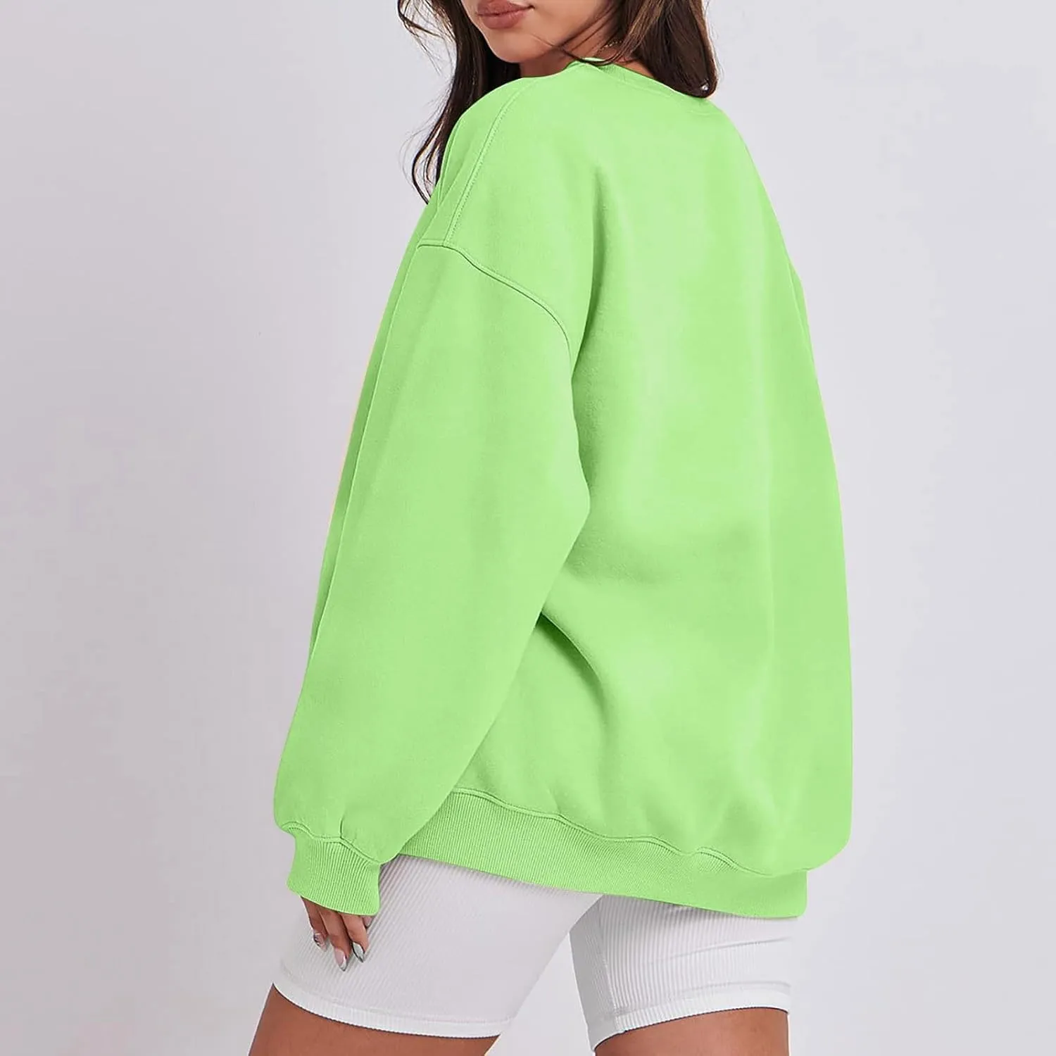 slqdgmryz Crew Neck Sweatshirts Women Oversized Preppy Sweatshirt Loose Fit Long Sleeve Fleece Pullover Crewneck Y2k Hoodie
