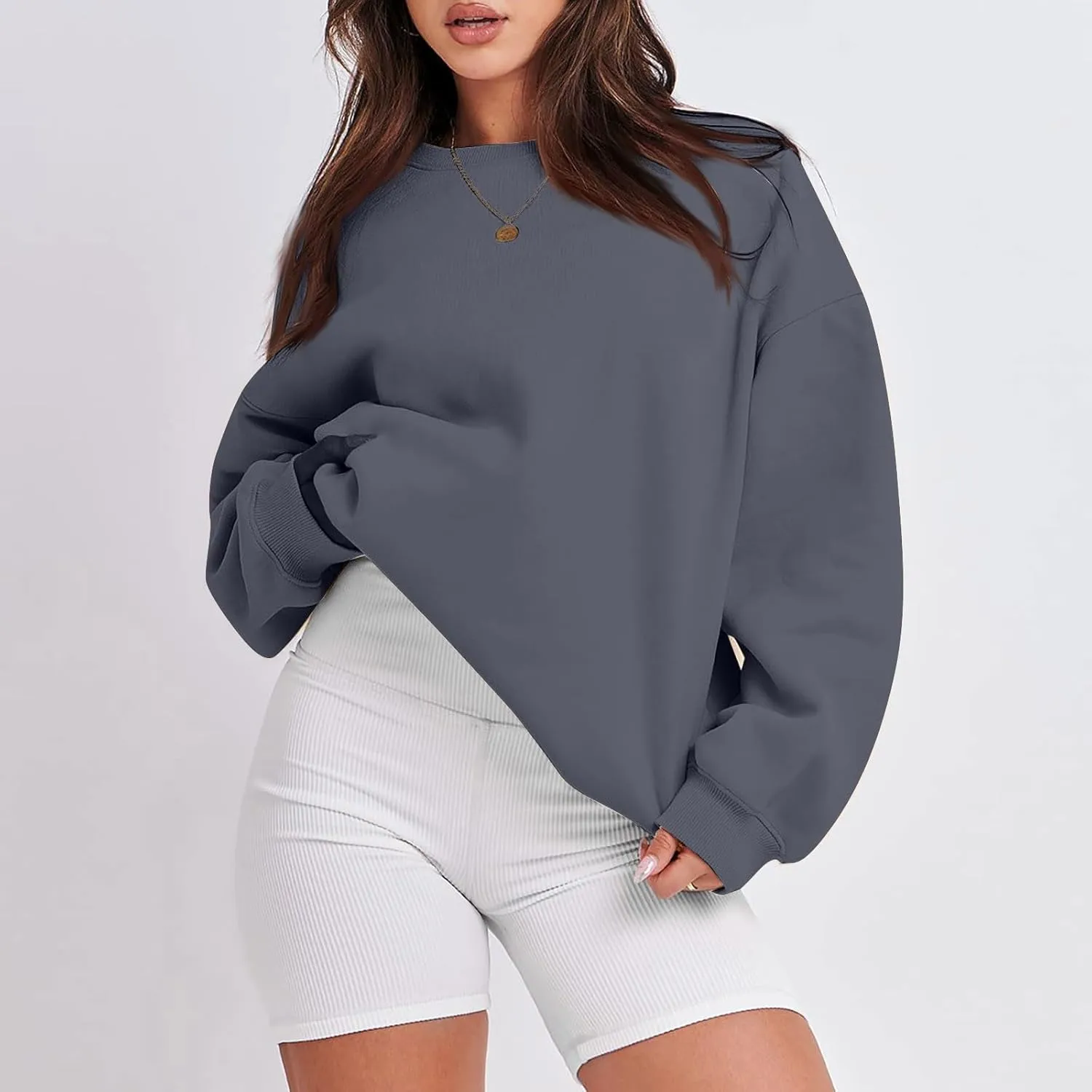 slqdgmryz Crew Neck Sweatshirts Women Oversized Preppy Sweatshirt Loose Fit Long Sleeve Fleece Pullover Crewneck Y2k Hoodie
