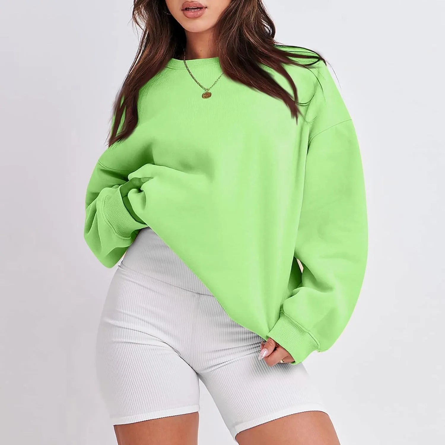slqdgmryz Crew Neck Sweatshirts Women Oversized Preppy Sweatshirt Loose Fit Long Sleeve Fleece Pullover Crewneck Y2k Hoodie