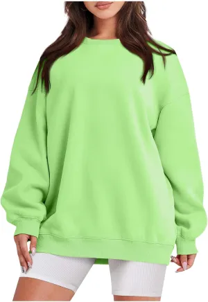 slqdgmryz Crew Neck Sweatshirts Women Oversized Preppy Sweatshirt Loose Fit Long Sleeve Fleece Pullover Crewneck Y2k Hoodie