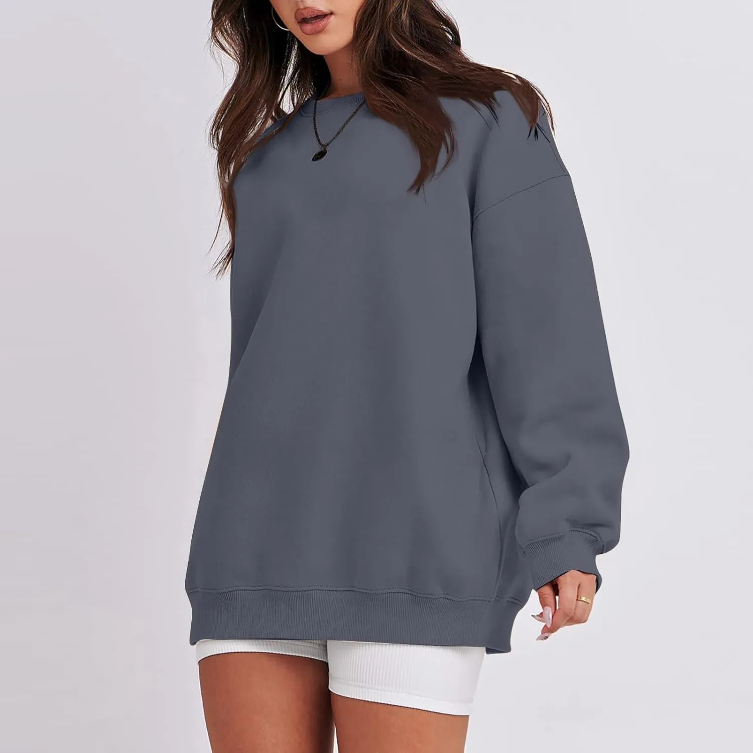slqdgmryz Crew Neck Sweatshirts Women Oversized Preppy Sweatshirt Loose Fit Long Sleeve Fleece Pullover Crewneck Y2k Hoodie