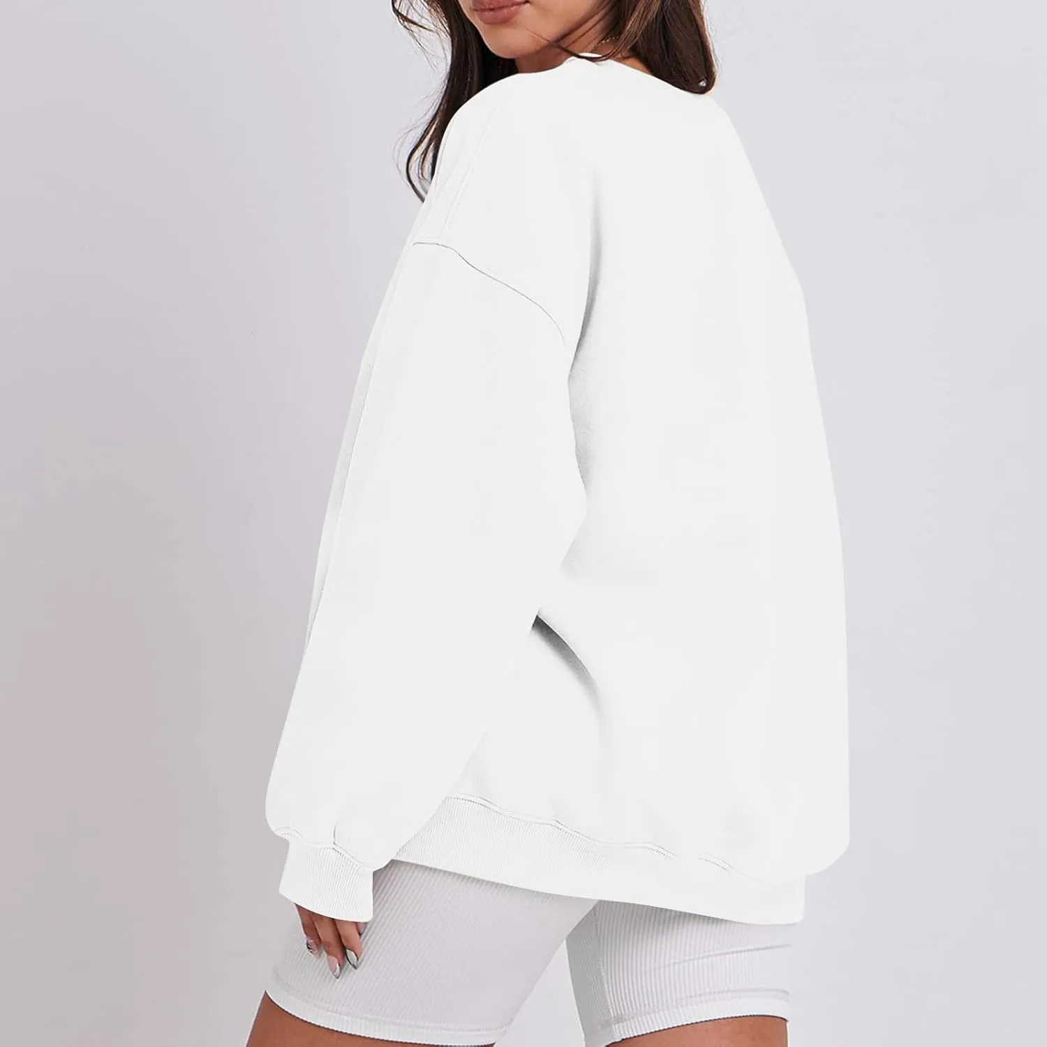 slqdgmryz Crewneck Sweatshirts Women Oversized Fleece Preppy Sweatshirt Loose Fit Plain Y2K Hoodie Winter Sweaters Pullover