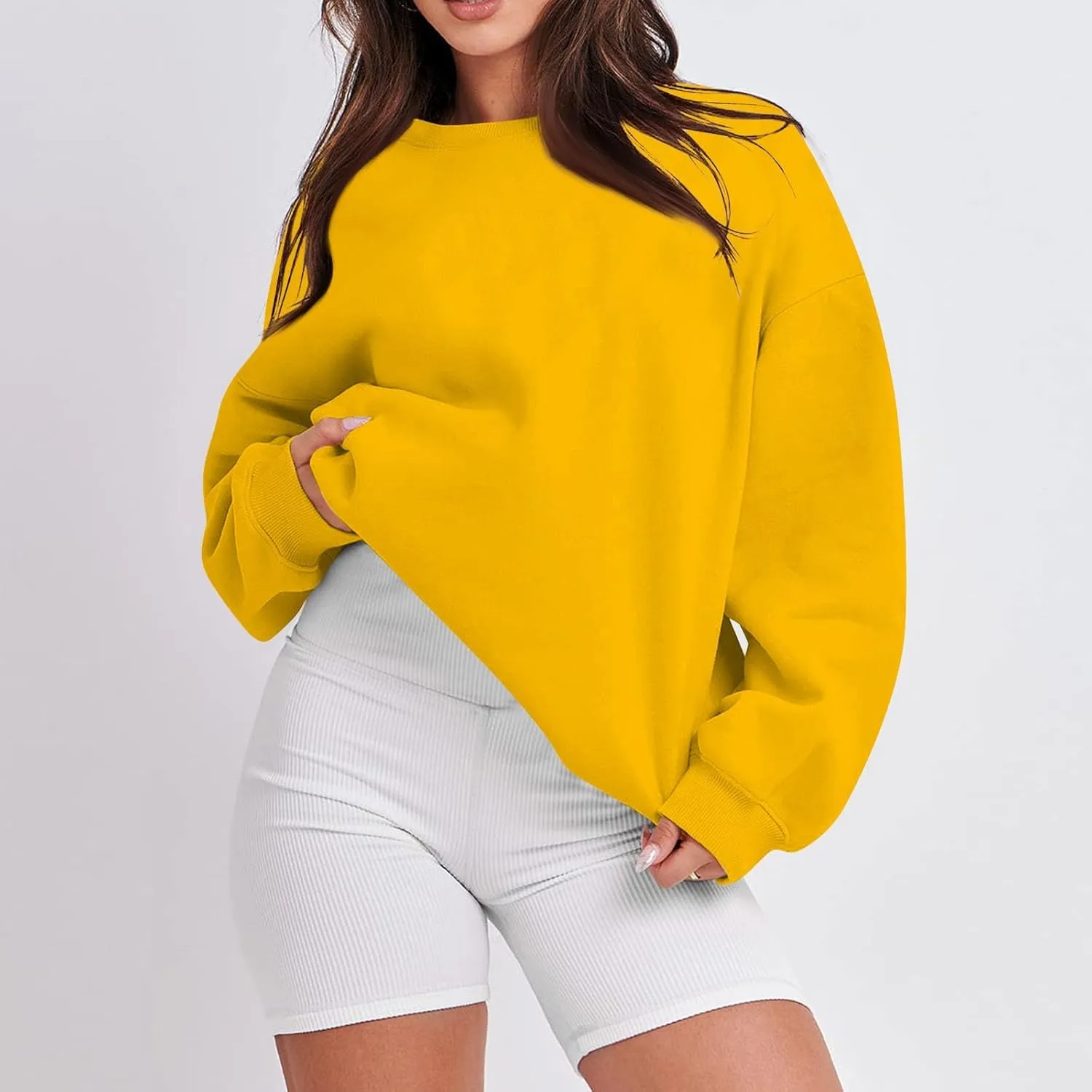 slqdgmryz Crewneck Sweatshirts Women Oversized Fleece Preppy Sweatshirt Loose Fit Plain Y2K Hoodie Winter Sweaters Pullover