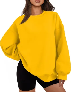 slqdgmryz Crewneck Sweatshirts Women Oversized Fleece Preppy Sweatshirt Loose Fit Plain Y2K Hoodie Winter Sweaters Pullover