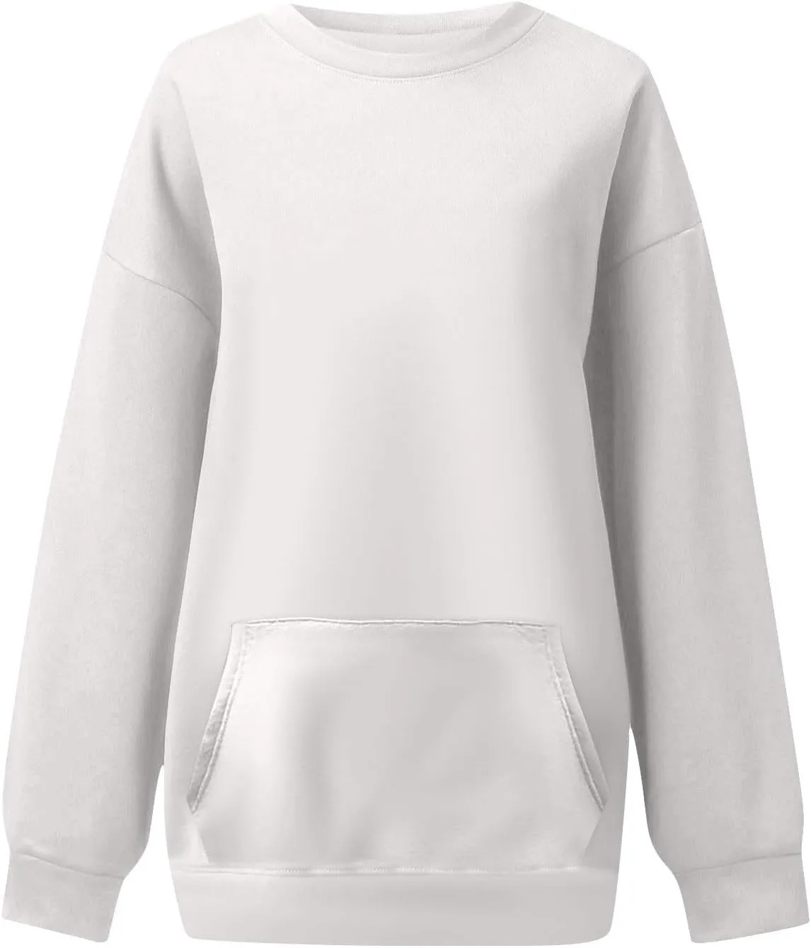 slqdgmryz Crewneck Sweatshirts Women Oversized Preppy Sweatshirt Plain Y2k No Hood Fleece Pullover Hoodie with Pockets