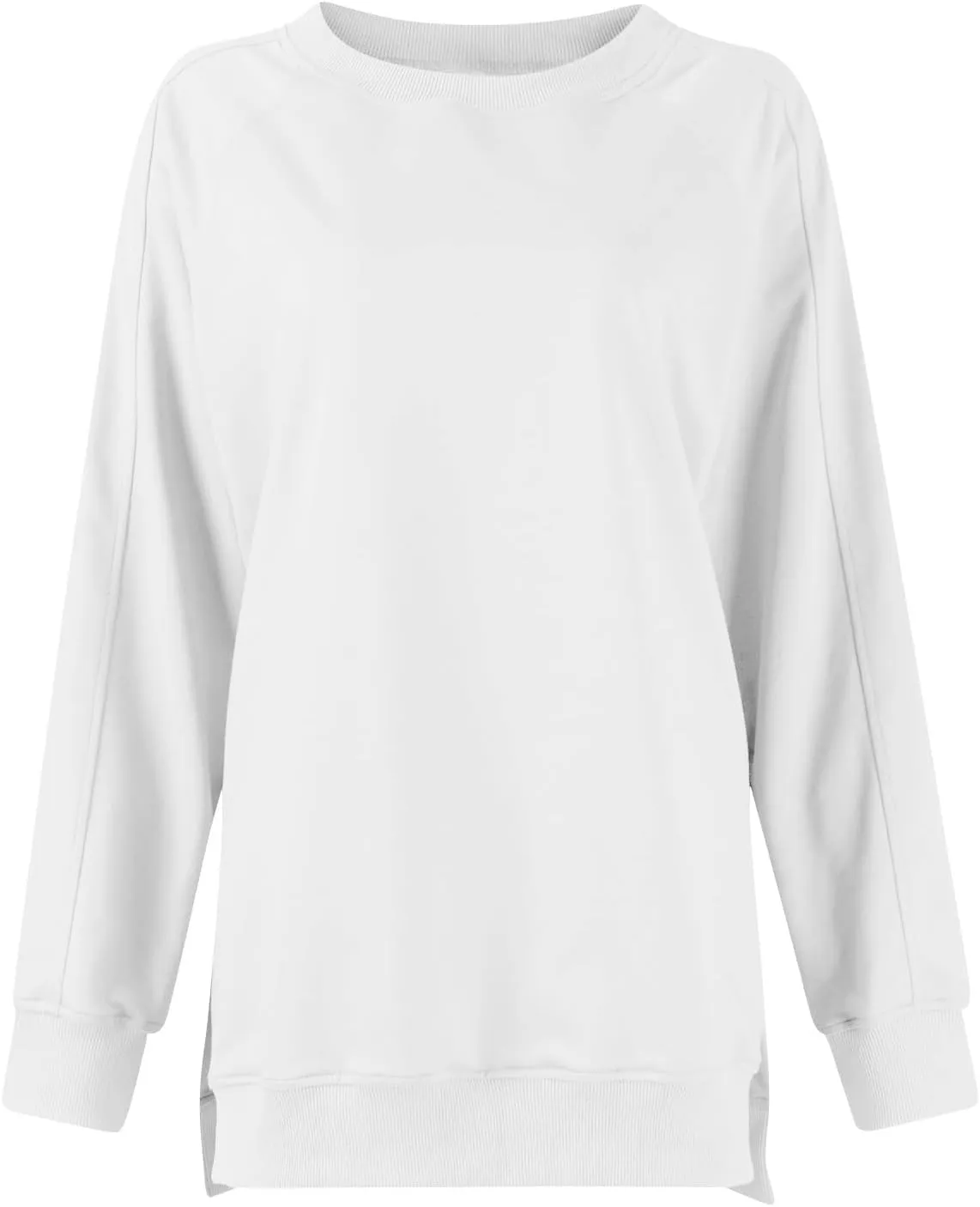 slqdgmryz Crewneck Sweatshirts Women Side Split Oversized Sweatshirt No Hood Crew Neck Y2k Hoodie Long Sleeve Tunic Pullover