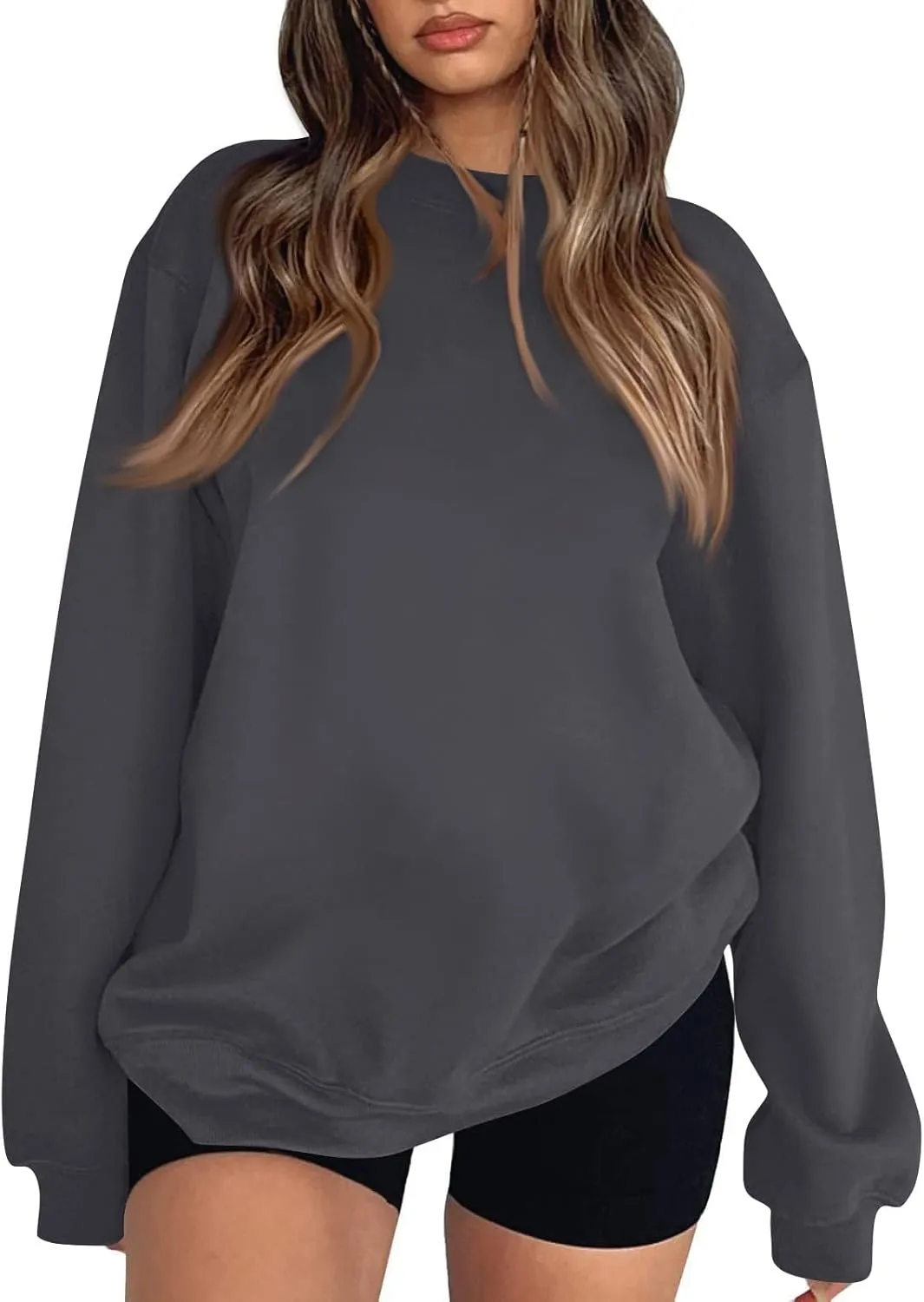slqdgmryz Oversized Crewneck Sweatshirt Women Fall Preppy Fleece Pullover Loose Fit Cute Sweatshirts Womens Hoodies