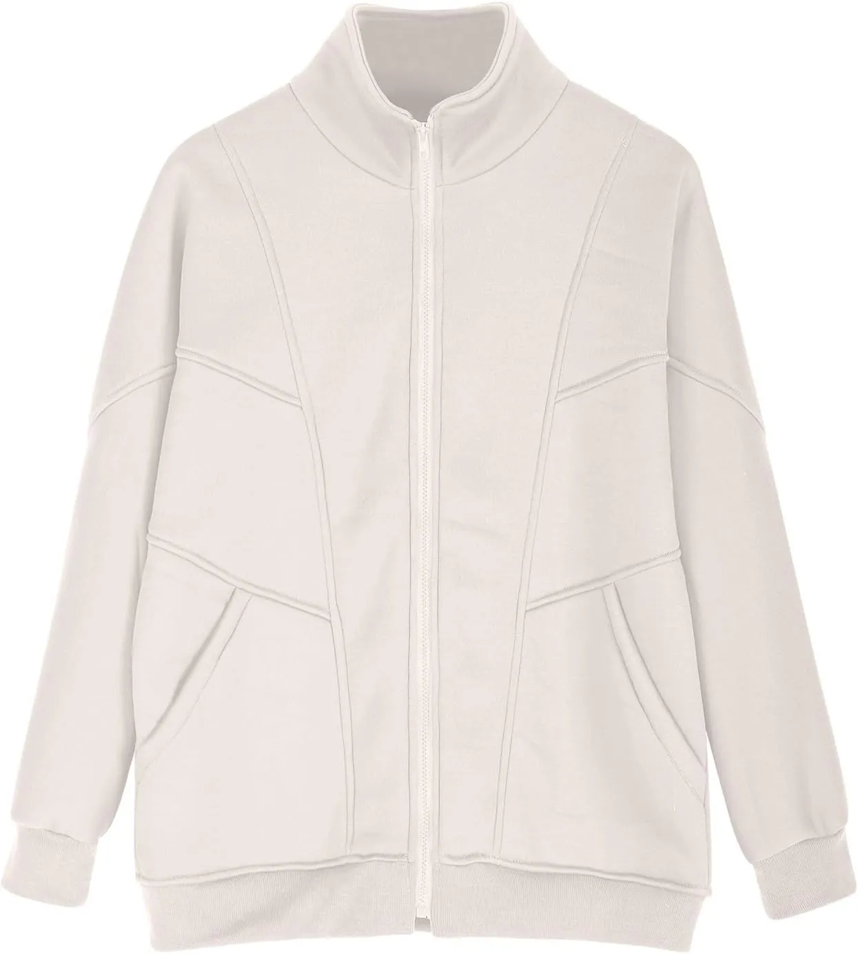 SMIDOW Full Zip Up Sweatshirts For Women Trendy 2024 Oversized Fleece Lightweight Hoodie Jacket Fall Preppy Teen Girls Outfit