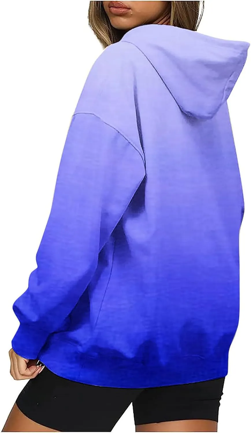 SMIDOW Oversized Hoodies For Women Trendy 2024 Gradient Plus Size Pullover Tops Teen Girls Fall Outfits Hooded Sweatshirt