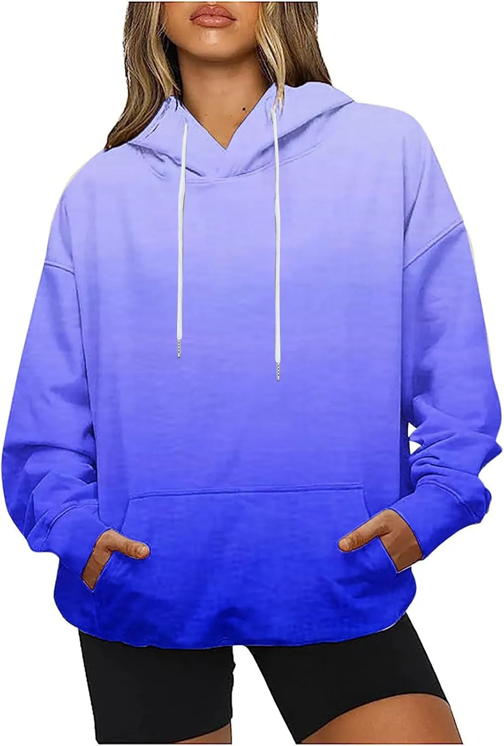 SMIDOW Oversized Hoodies For Women Trendy 2024 Gradient Plus Size Pullover Tops Teen Girls Fall Outfits Hooded Sweatshirt