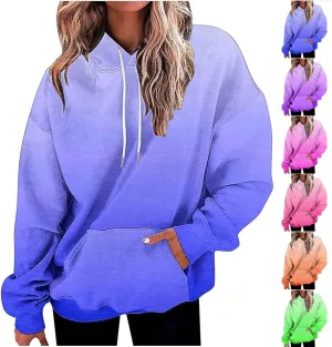SMIDOW Oversized Hoodies For Women Trendy 2024 Gradient Plus Size Pullover Tops Teen Girls Fall Outfits Hooded Sweatshirt