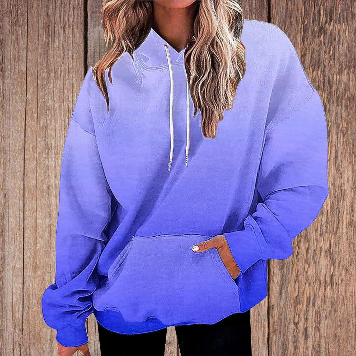 SMIDOW Oversized Hoodies For Women Trendy 2024 Gradient Plus Size Pullover Tops Teen Girls Fall Outfits Hooded Sweatshirt