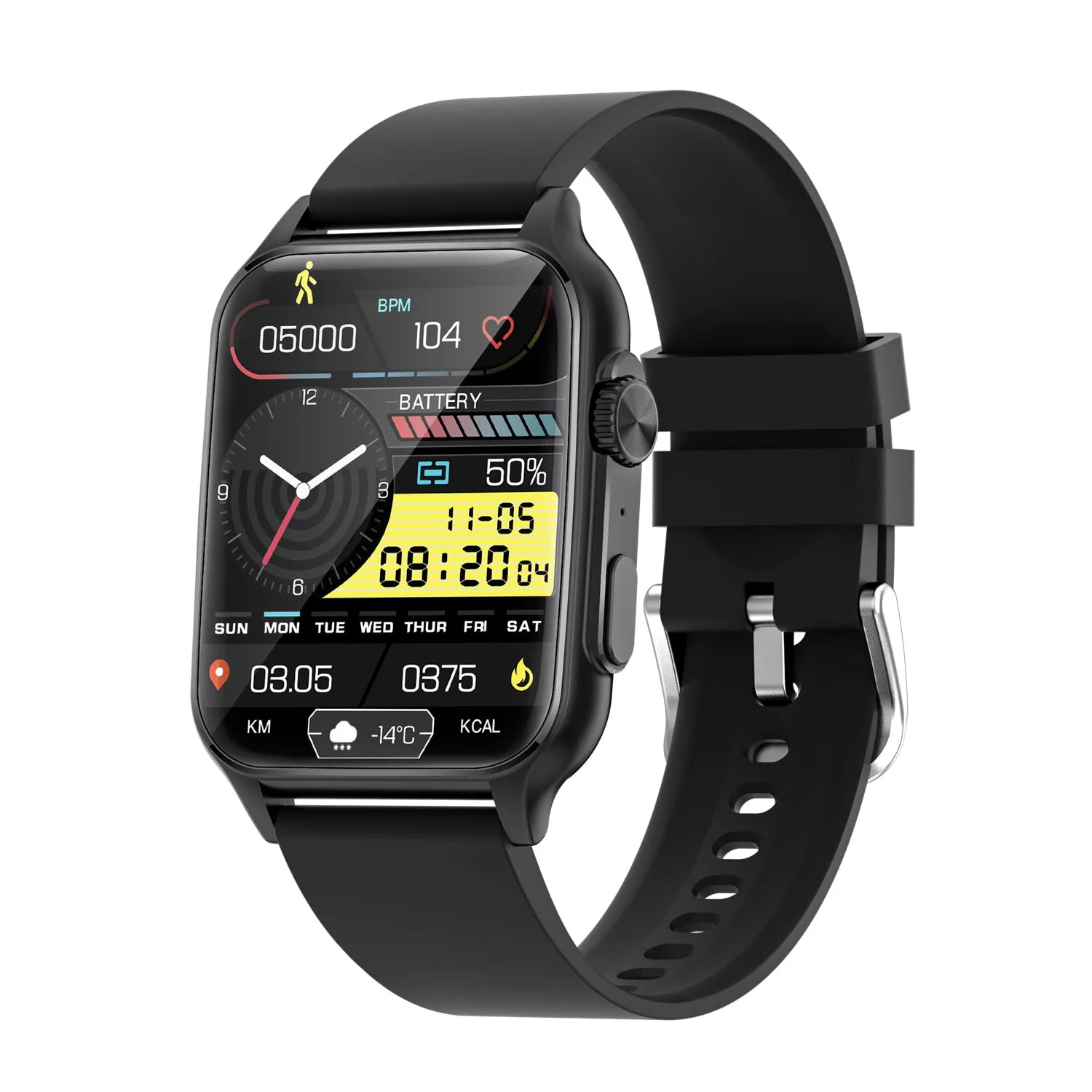 Social multi-functional black Tech smartwatch W29KT864
