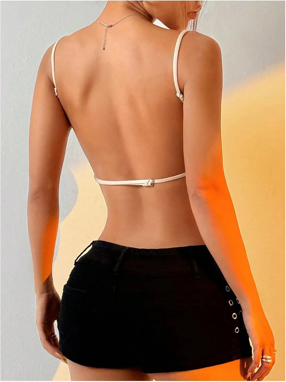 SOLY HUX Women's Striped Cami Top Backless Spaghetti Strap Knit Crop Tops Camisole
