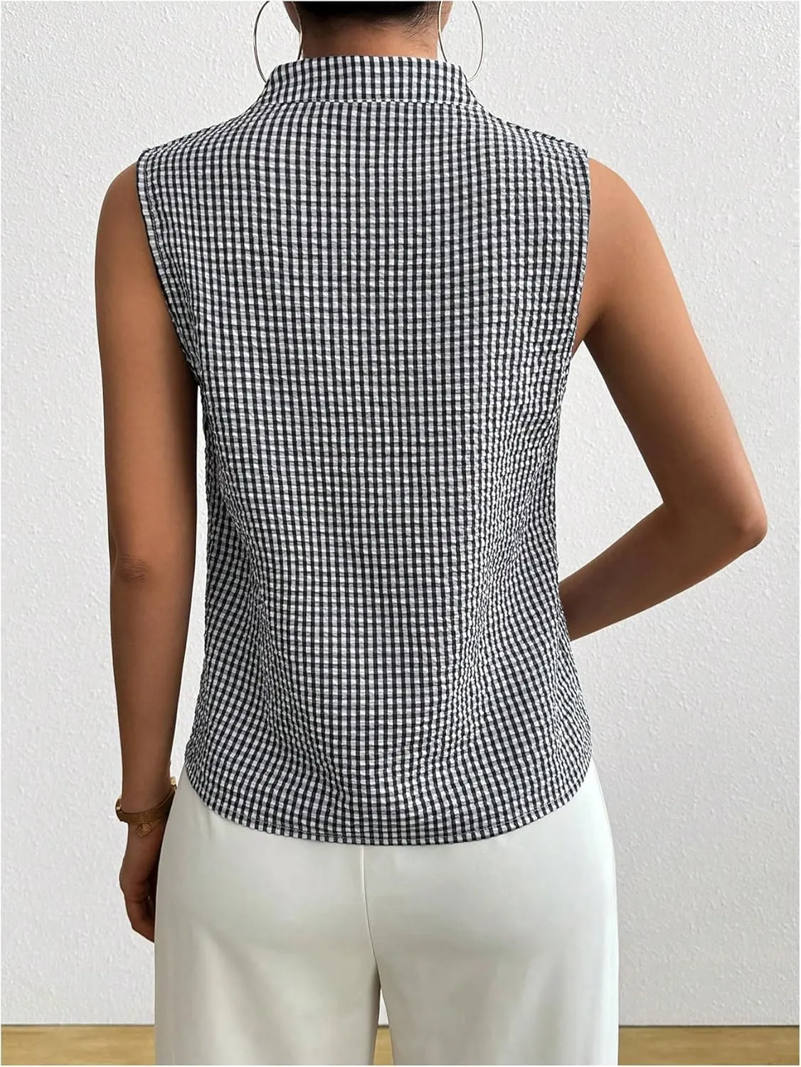 SOLY HUX Women's Work Outfits V Neck Sleeveless Blouses Summer Casual Tank Tops Business Office Dressy Striped Shirts