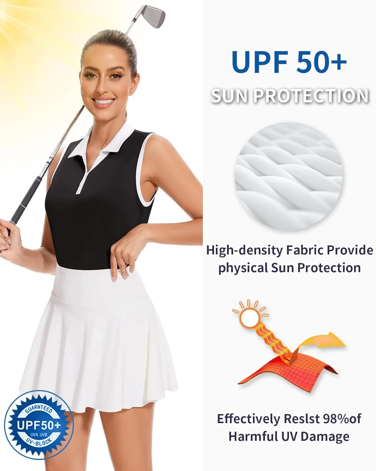 Soneven Women's Sleeveless Golf Shirts V Neck Button Golf Tank Tops Quick Dry Tennis Tops Pickleball Shirts