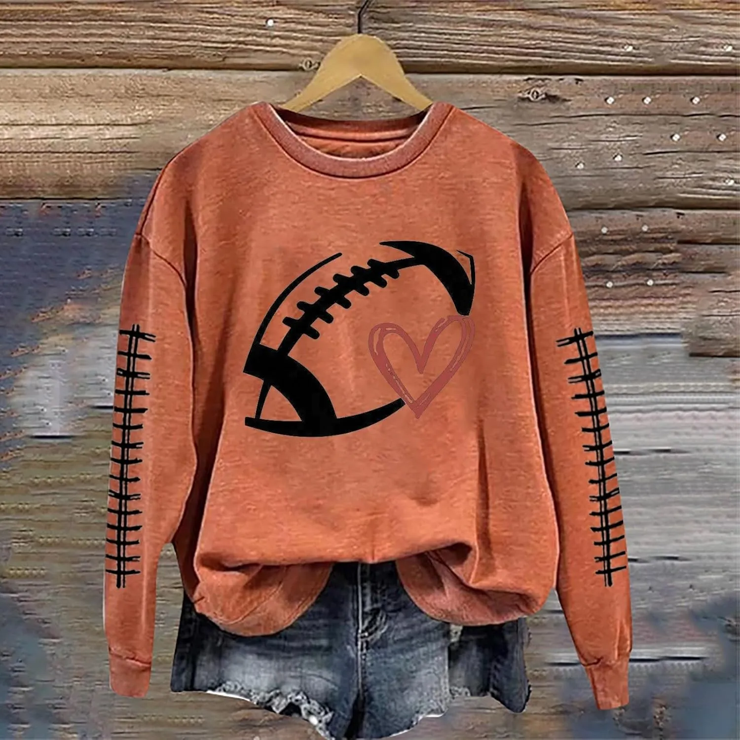 Sorry Can't Football Bye Shirt for Women Oversized Long Sleeve Game Day Sweatshirts Crew Neck Comfort Pullover Tops