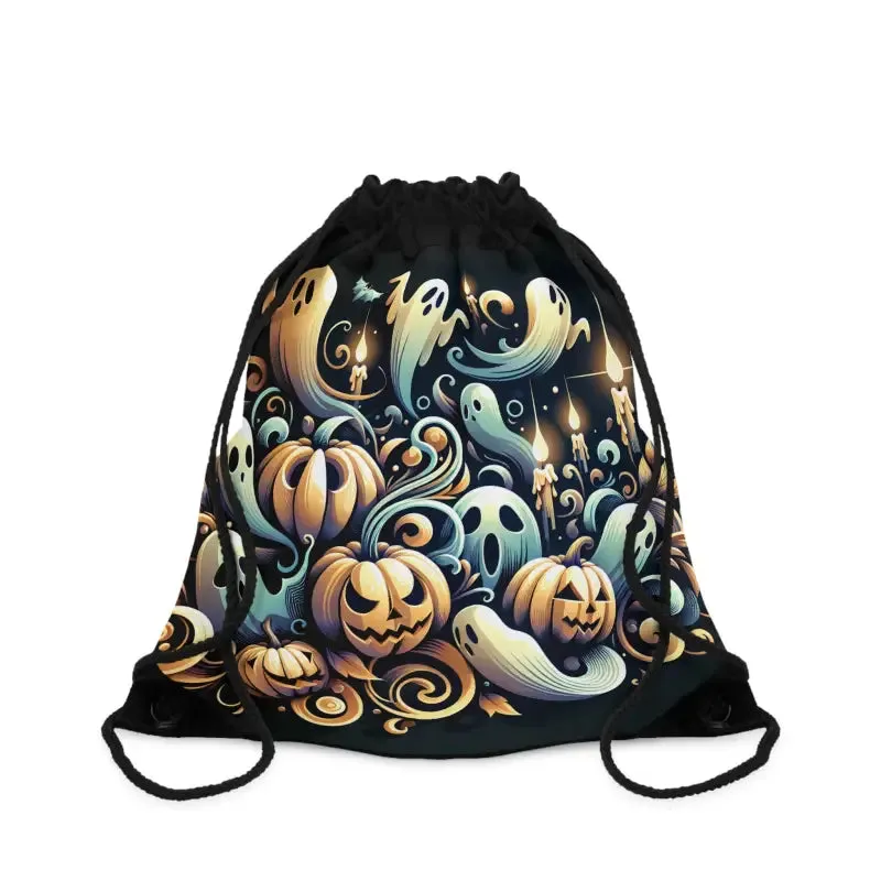 Spooky Pumpkins Drawstring Bag with Zipper Pocket