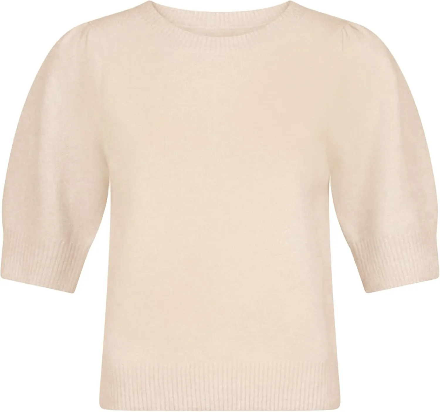 Springrain Bow Sweater Women Casual Puff Short Sleeve Crew Neck Tie Back Knit Pullover Tops