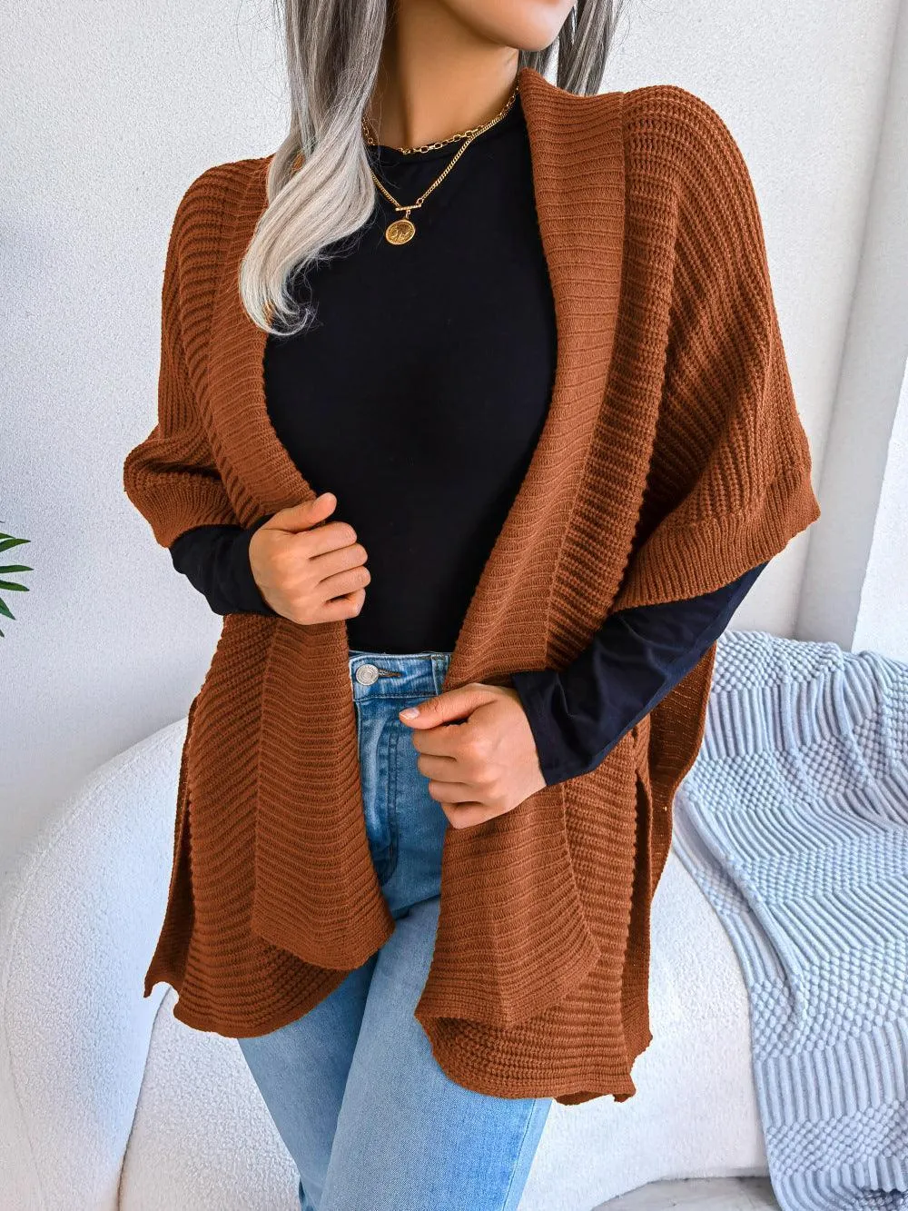 Striking Horizontal Ribbing Cardigan