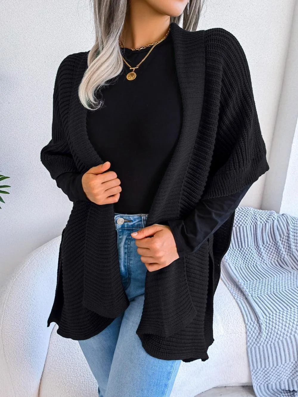 Striking Horizontal Ribbing Cardigan