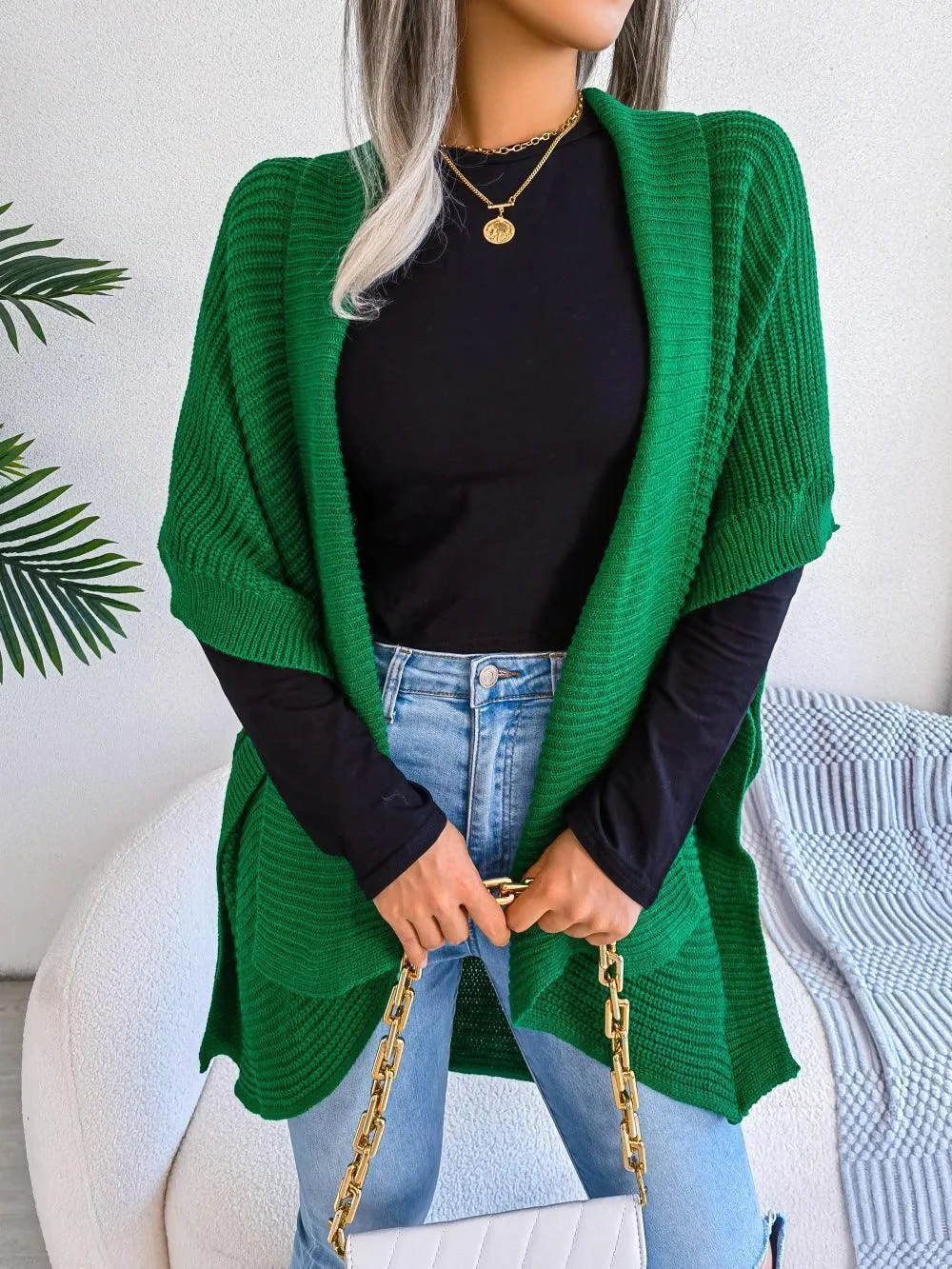 Striking Horizontal Ribbing Cardigan