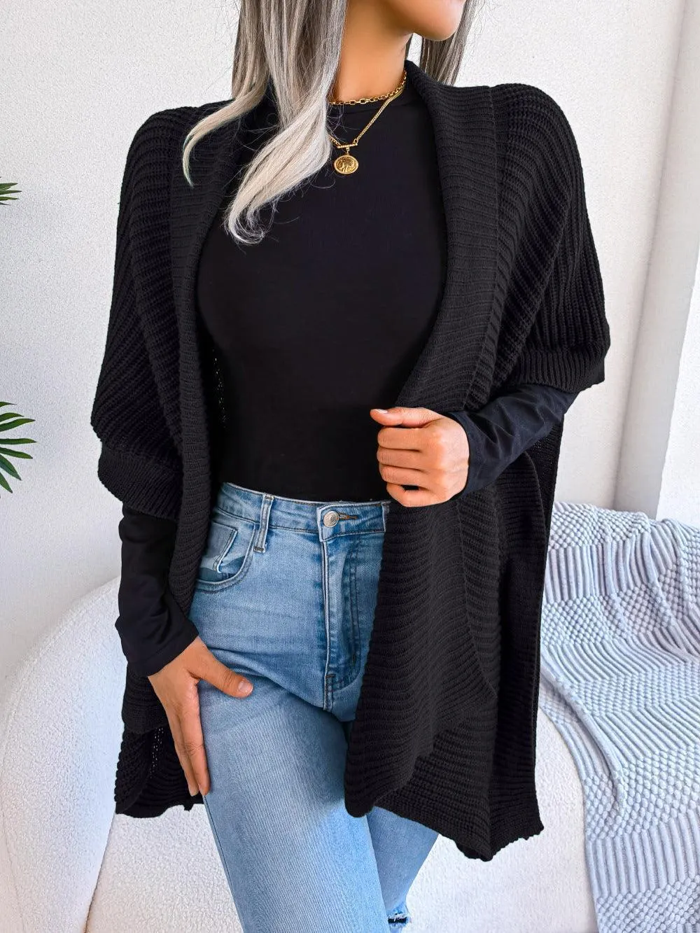 Striking Horizontal Ribbing Cardigan
