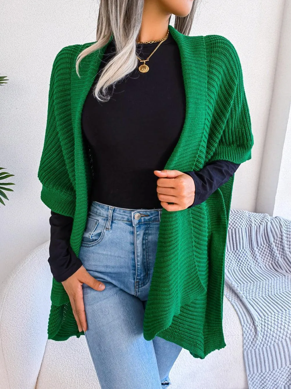 Striking Horizontal Ribbing Cardigan