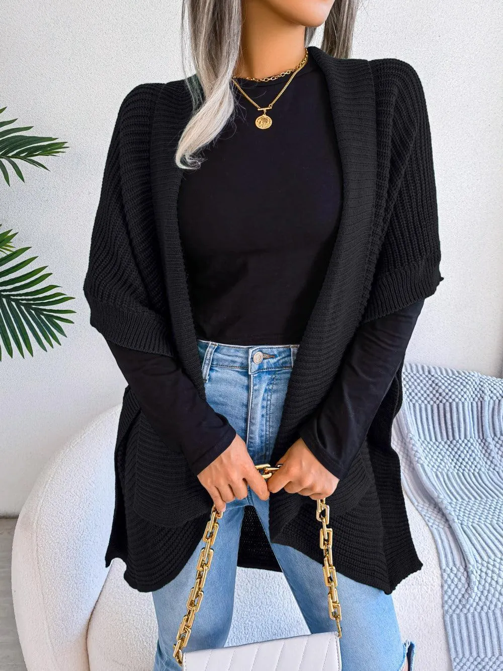 Striking Horizontal Ribbing Cardigan