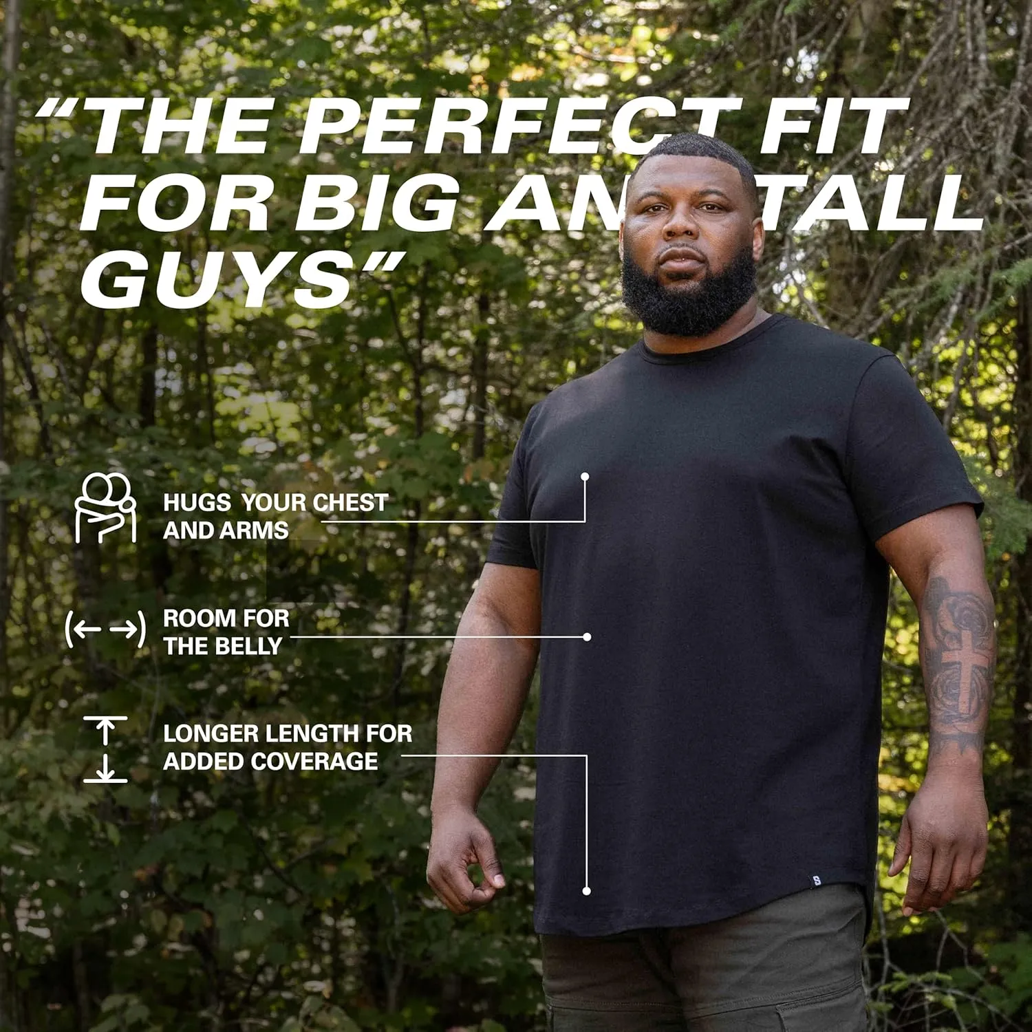 STRONGSIZE Men's Big and Tall Shirts  Stretch T-Shirt for Casual Wear (Available in Longer and Regular Length)