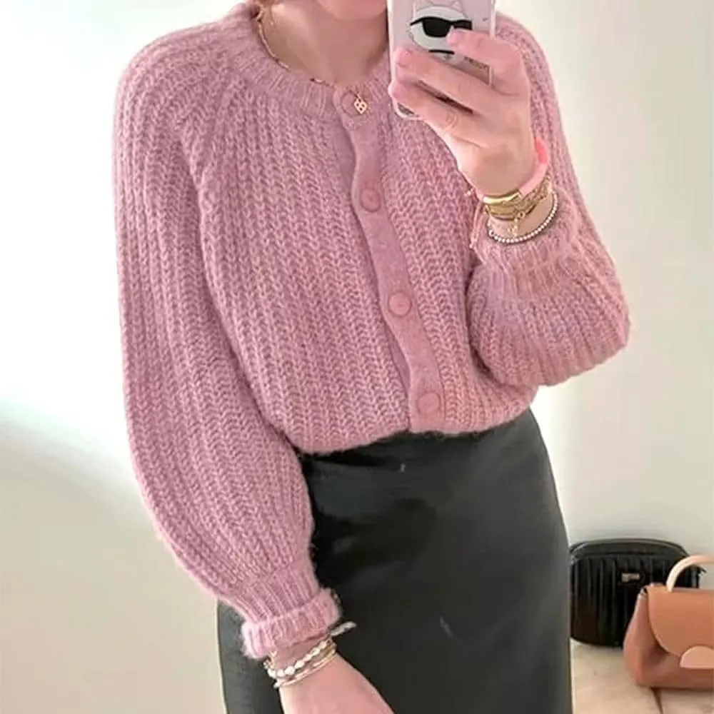 Sumleno Womens Open Front Button Down Sweater Long Sleeve Y2k Chunky Knit Cardigan Trendy Fall Outfits Casual Knitwear Coats
