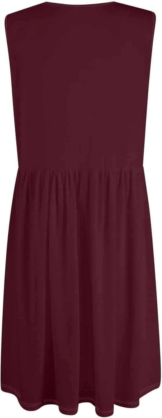 Summer Dresses for Women 2025 Casual Sleeveless Crewneck Midi Dress Flowy Pleated Beach Vacation Tank Sundresses