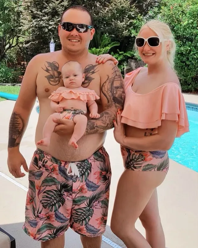 Summer Flounce Plant Print Matching Family Swimsuits
