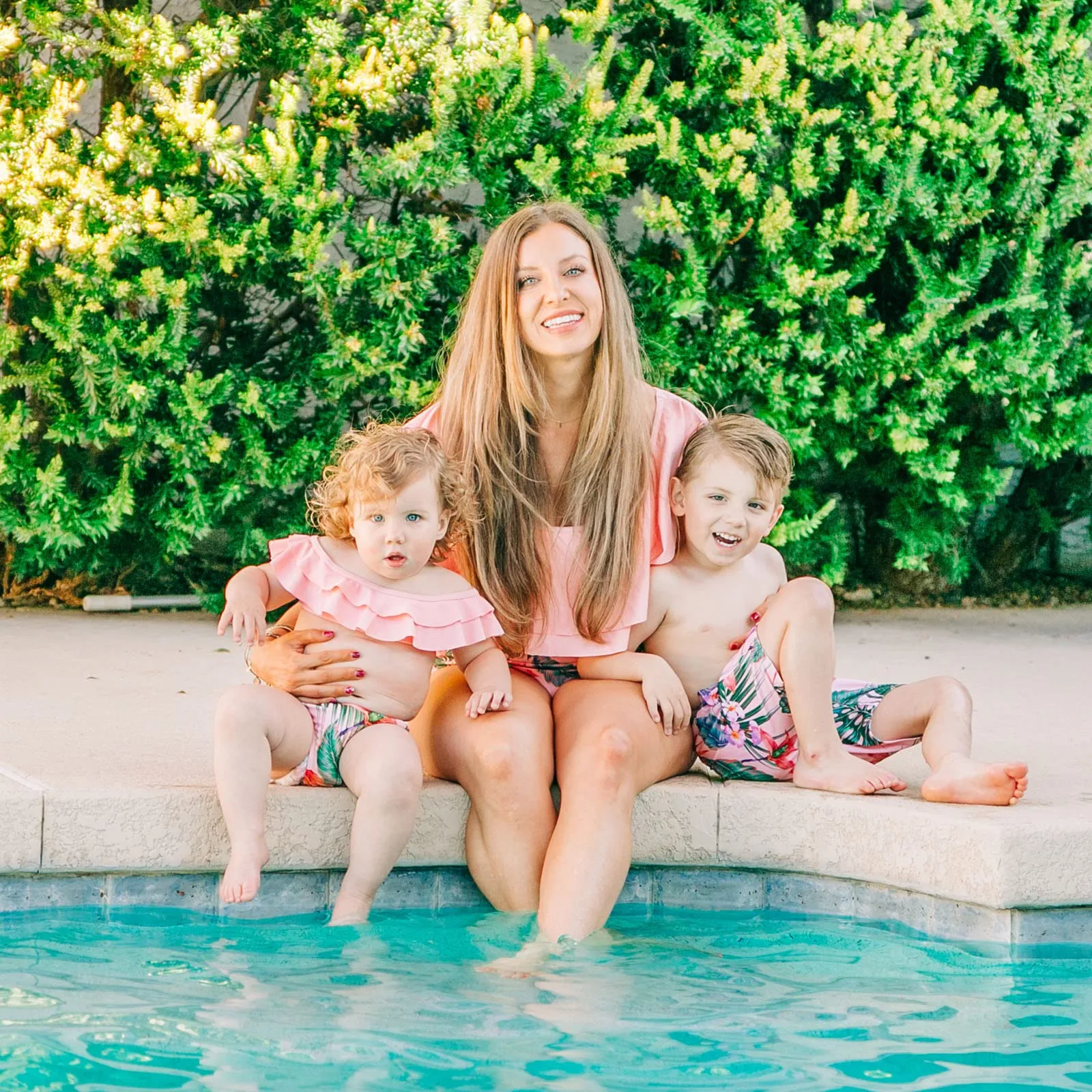 Summer Flounce Plant Print Matching Family Swimsuits