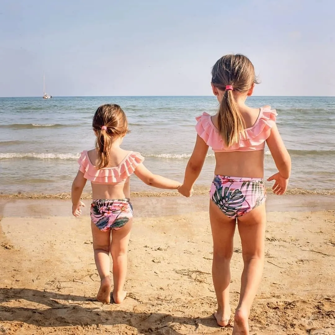 Summer Flounce Plant Print Matching Family Swimsuits