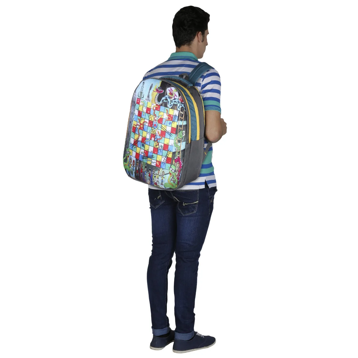 Suntop Snakes & Ladder Game 27 L Free Size Backpack(Grey)