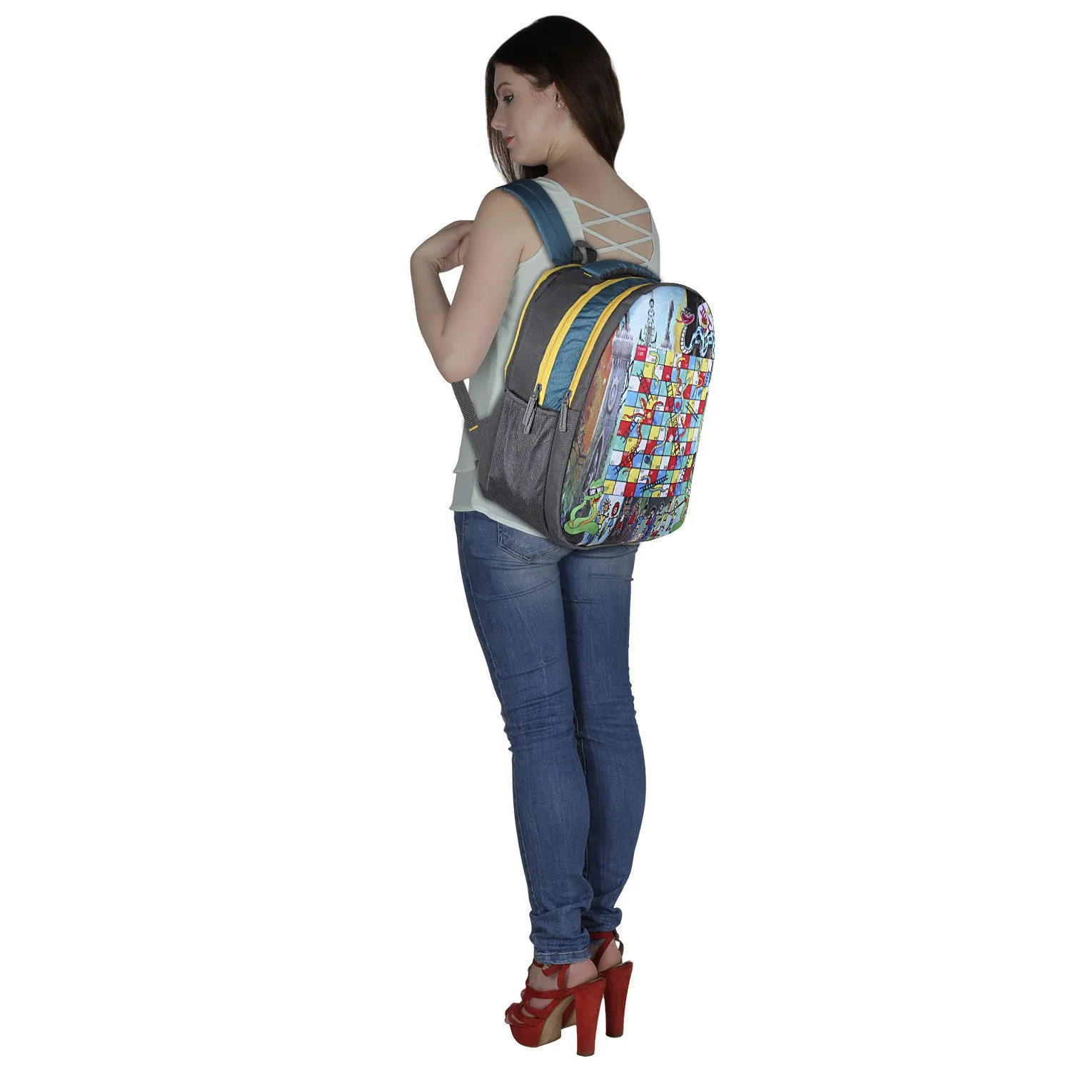 Suntop Snakes & Ladder Game 27 L Free Size Backpack(Grey)