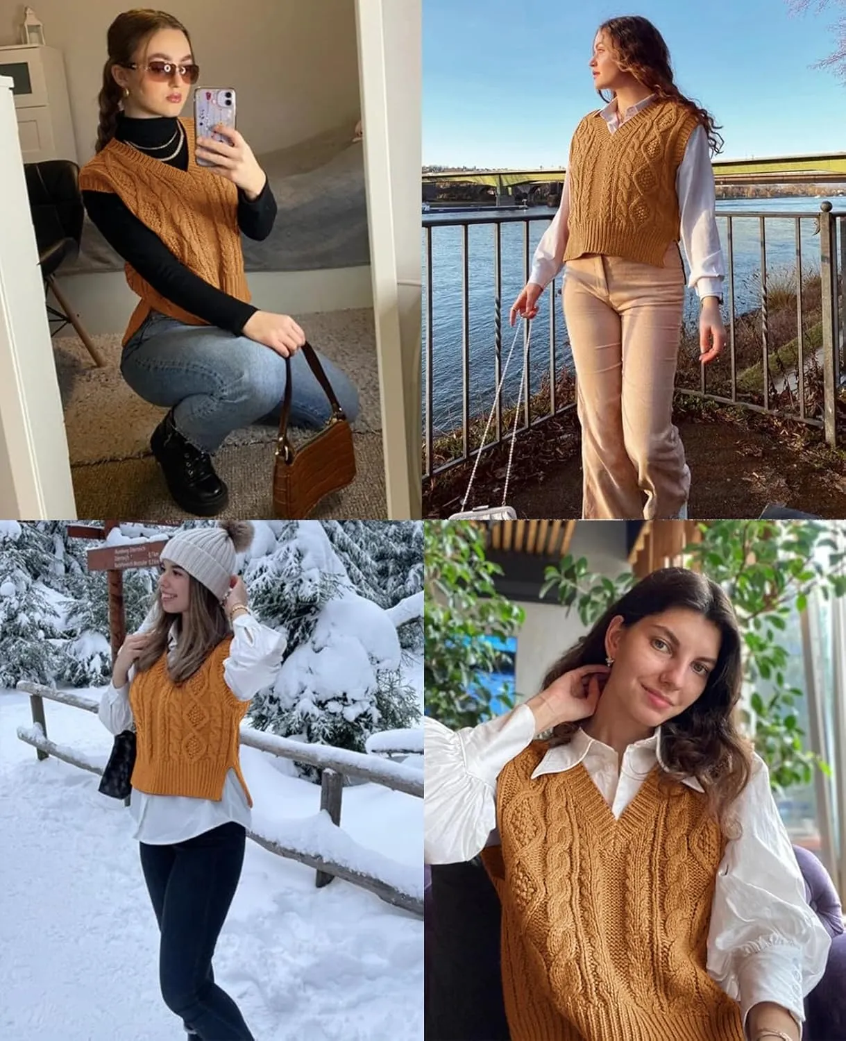 Sweater Vest for Women V Neck Sleeveless Knit Solid Casual Ribbed Preppy Pullover Tops