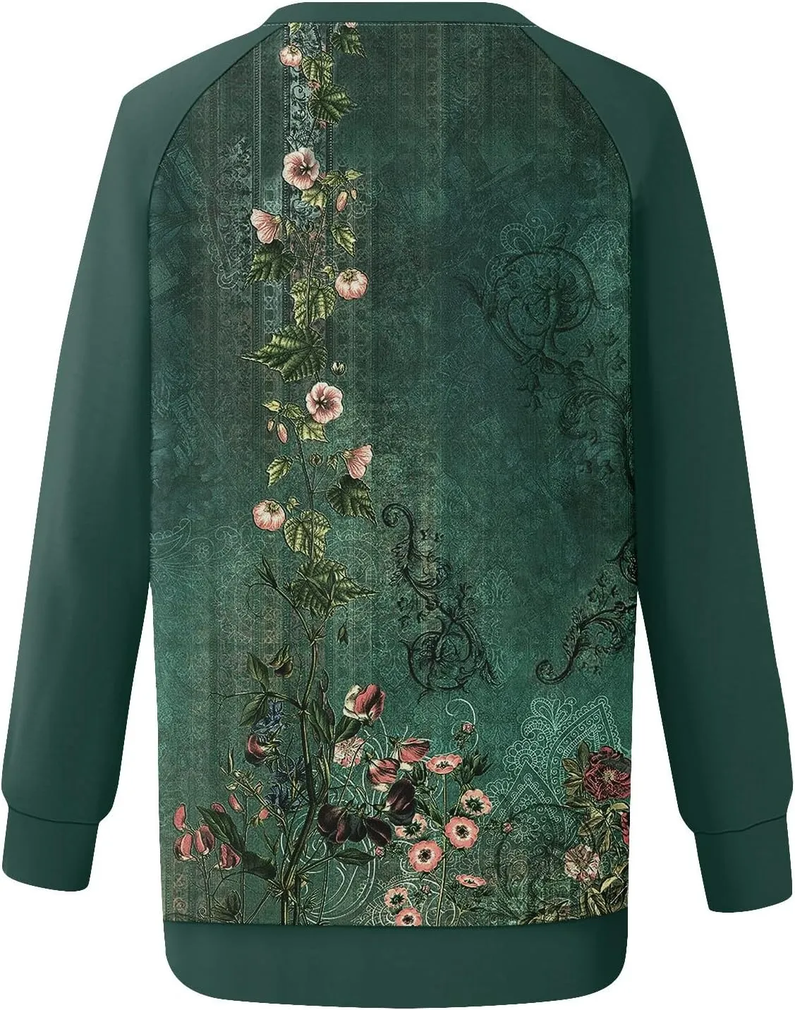 Sweatshirts for Women Crewneck Floral Print Vintage Tops Long Sleeve Casual Graphic Sweater Clothes