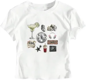 SweatyRocks Women's Vintage Graphic Tees Short Sleeve Crewneck Y2K T Shirts Summer Tops