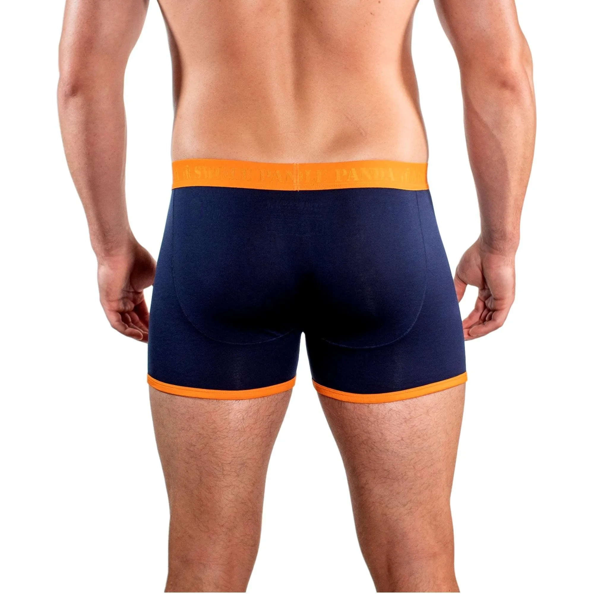 Swole Panda Bamboo Boxers - Navy/Orange Band
