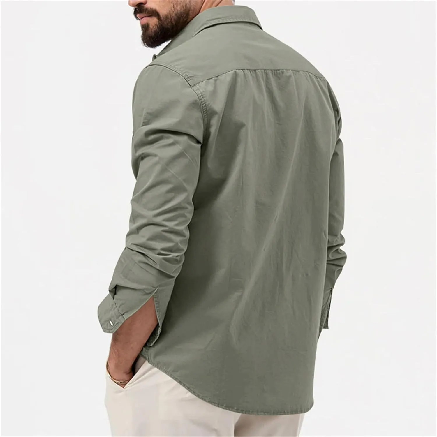 Tactical Cargo Shirts for Men Long Sleeve Quick Dry Work Shirts Outdoor Cool Button Down Hiking Fishing Casual Shirt