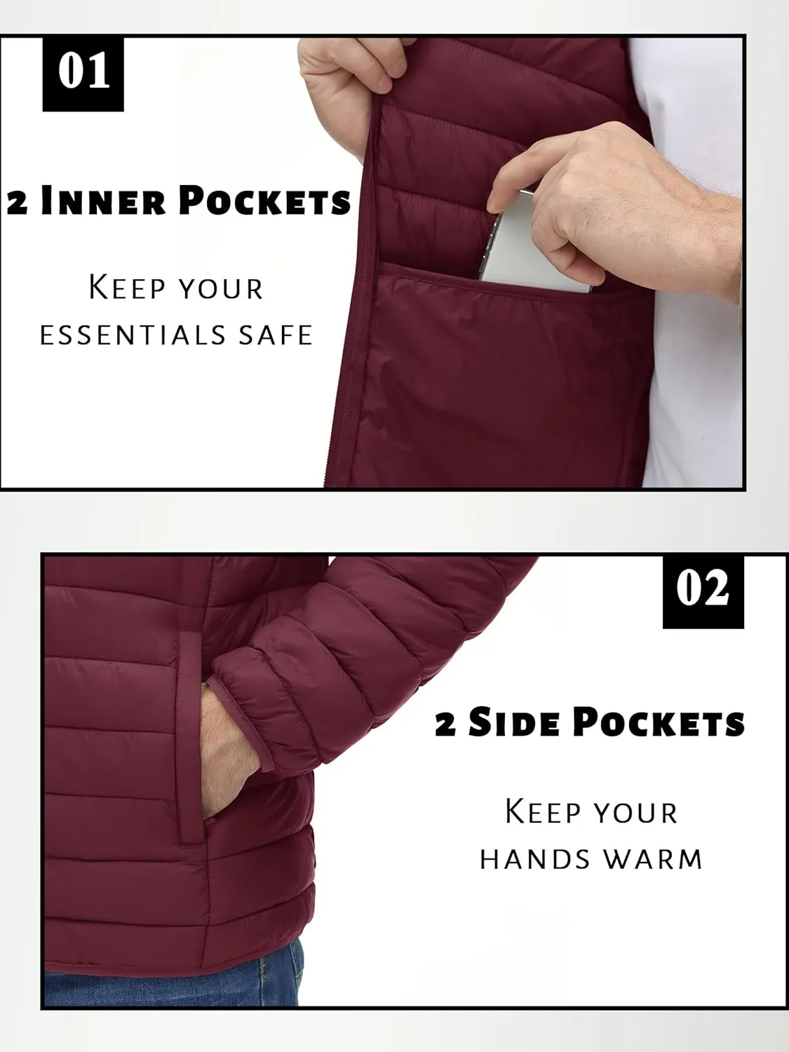 TACVASEN Men's Hooded Puffer Water-Repellent Down Alternative Jacket Insulated Lightweight Windbreaker Quilted Coat
