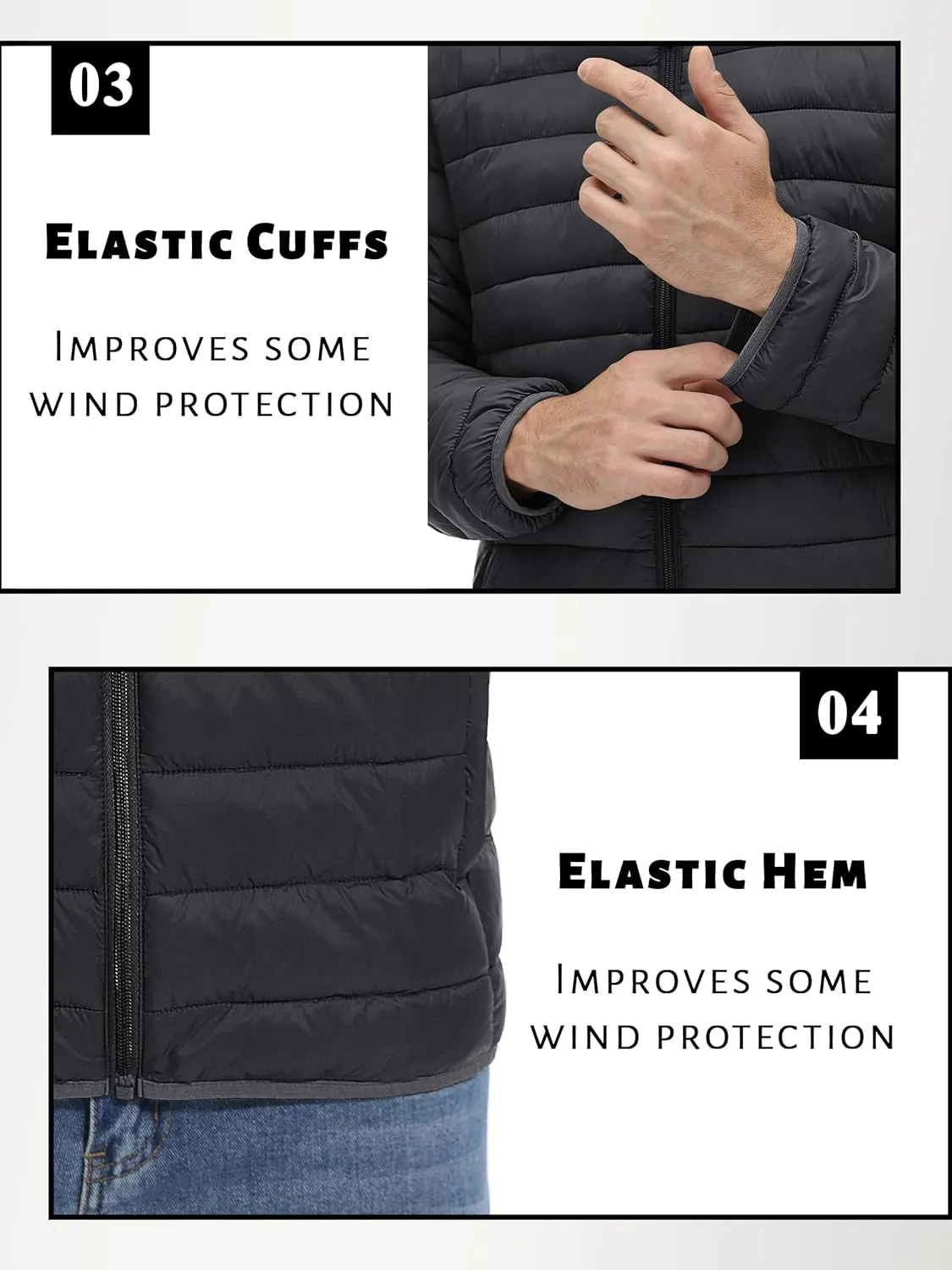 TACVASEN Men's Hooded Puffer Water-Repellent Down Alternative Jacket Insulated Lightweight Windbreaker Quilted Coat