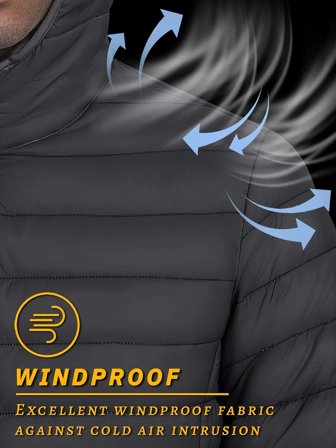 TACVASEN Men's Hooded Puffer Water-Repellent Down Alternative Jacket Insulated Lightweight Windbreaker Quilted Coat